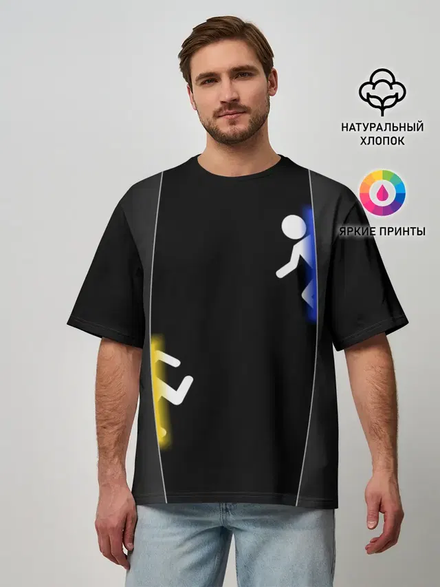 Мужская футболка оверсайз с принтом «Stick figure»