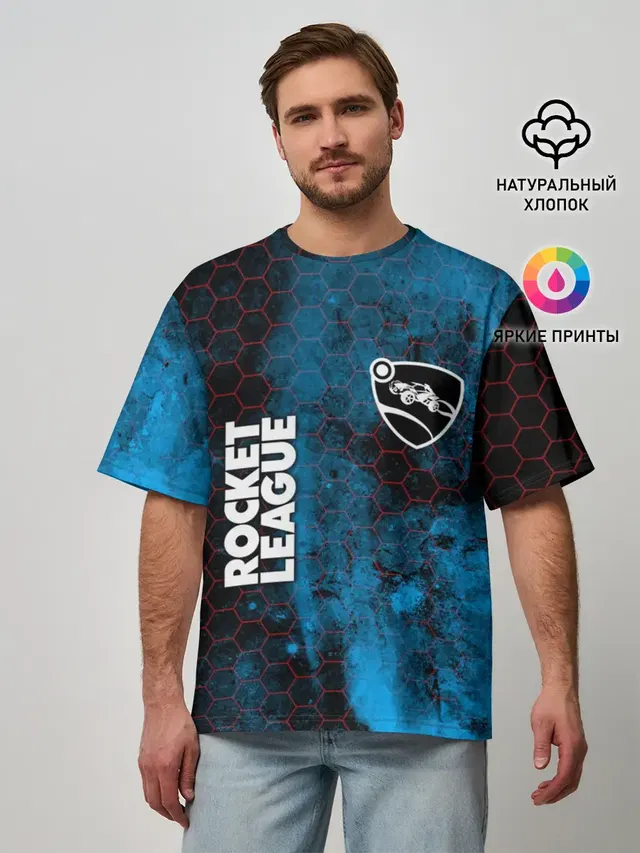Мужская футболка оверсайз с принтом «Rocket League»