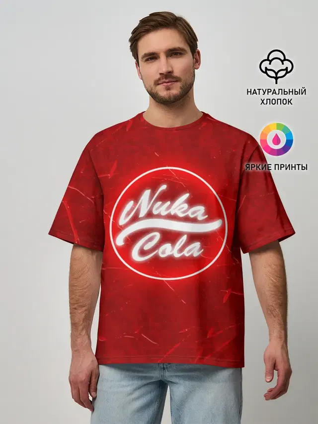 Мужская футболка оверсайз с принтом «Nuka-Cola»