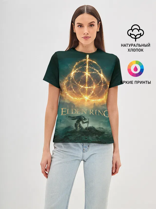 Женская базовая футболка с принтом «Разные игры — Elden Ring key art»