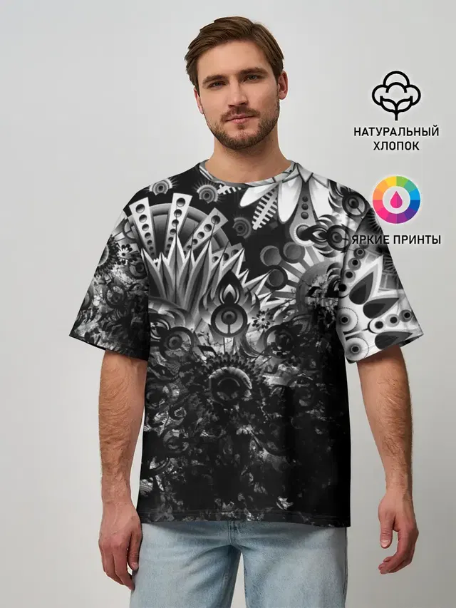 Мужская футболка оверсайз с принтом «Floral Pattern»