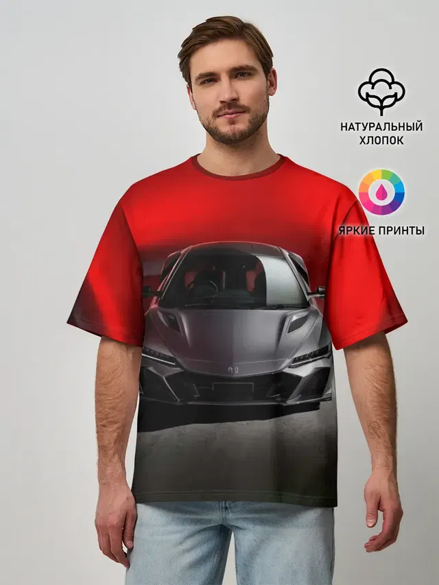 Мужская футболка оверсайз с принтом «Honda NSX»