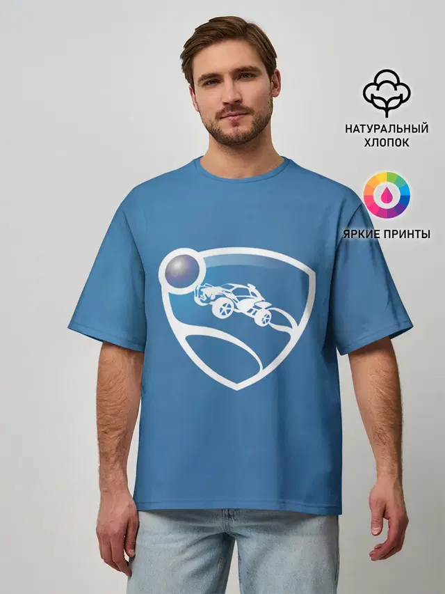 Мужская футболка оверсайз с принтом «Rocket League — Rocket League Fan»