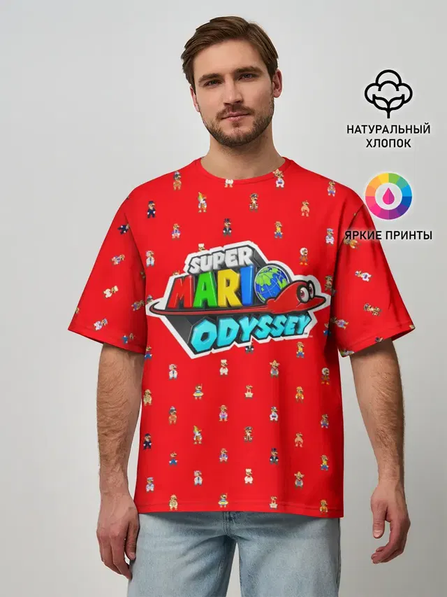 Мужская футболка оверсайз с принтом «Mario — Super Mario Odyssey»
