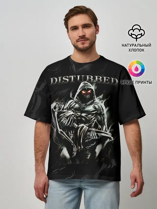 Мужская футболка оверсайз с принтом «Disturbed»