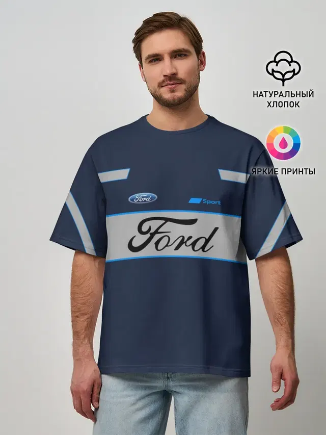 Мужская футболка оверсайз с принтом «Ford»