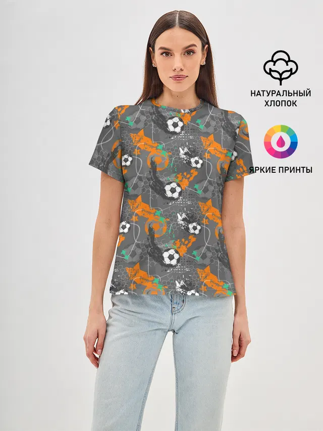 Женская базовая футболка с принтом «Soccer ball icon — Football»