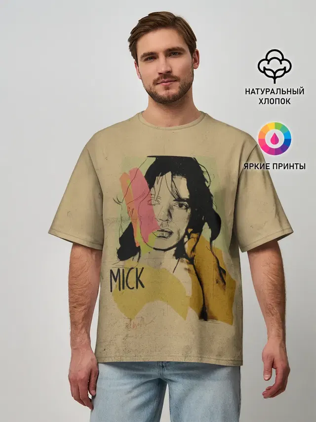 Мужская футболка оверсайз с принтом «Rolling Stones — MICK JAGGER»