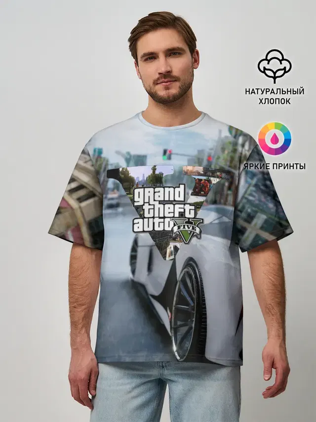 Мужская футболка оверсайз с принтом «GTA»