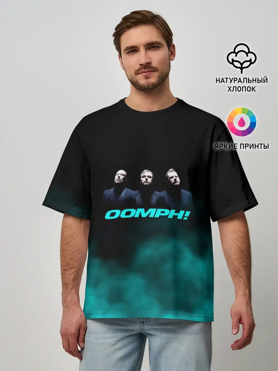 Мужская хлопковая оверсайз-футболка «OOMPH!» — мерч купить — принт крупно