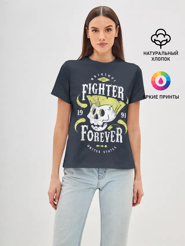 Женская базовая футболка с принтом «Fighter forever»