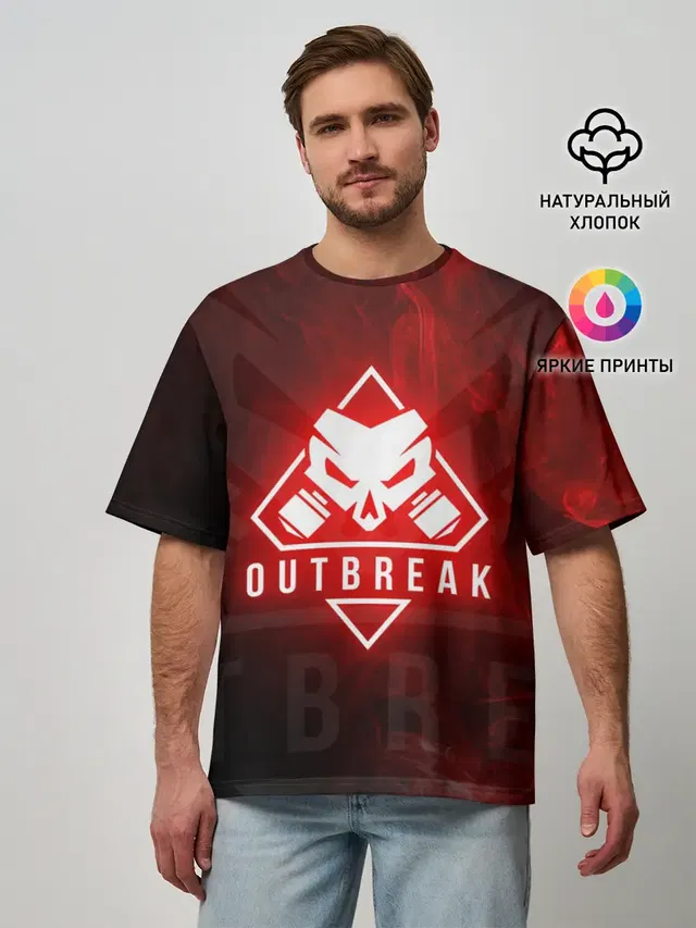 Мужская футболка оверсайз с принтом «Outbreak — RAINBOW SIX SIEGE OUTBREAK»