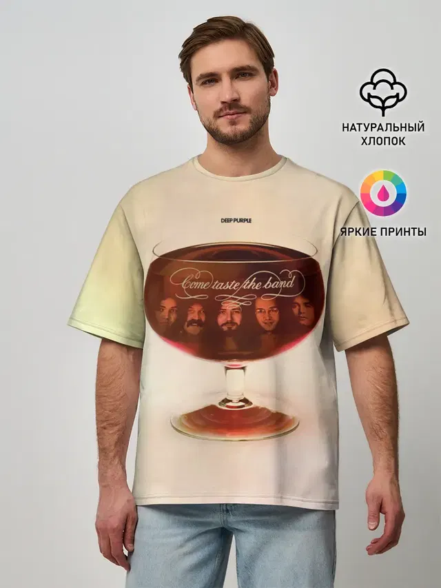 Мужская футболка оверсайз с принтом «Come Taste the Band — Come Taste the Band - Deep Purple»
