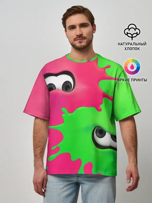 Мужская футболка оверсайз с принтом «Splatoon»