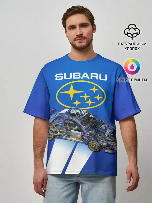Мужская футболка оверсайз с принтом «Subaru»
