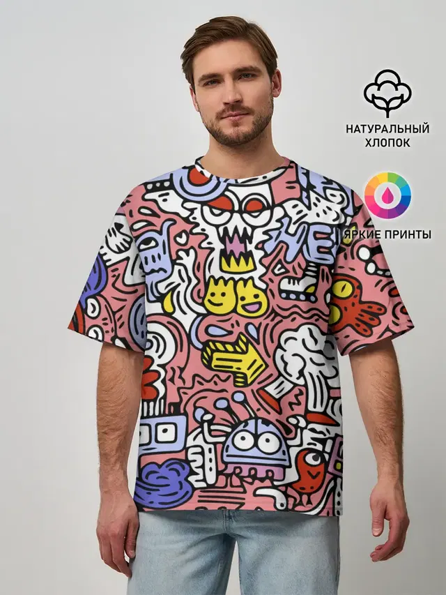 Мужская футболка оверсайз с принтом «Pop Art — Tosh»