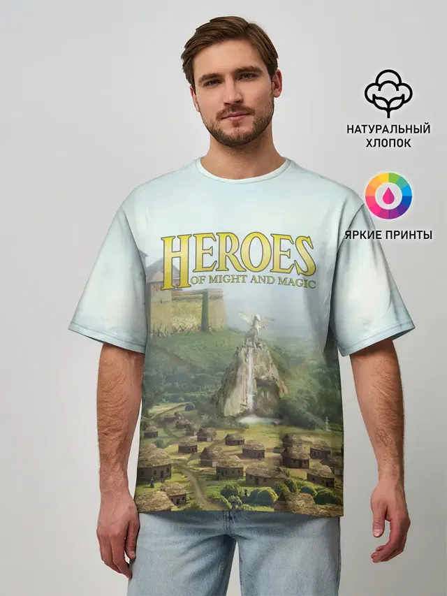 Мужская футболка оверсайз с принтом «Rampart — Оплот — Heroes of Might and Magic 3»
