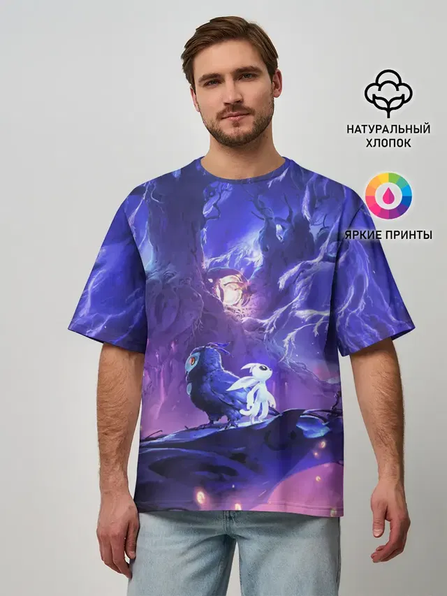 Мужская футболка оверсайз с принтом «Ori and the will of the wisps»
