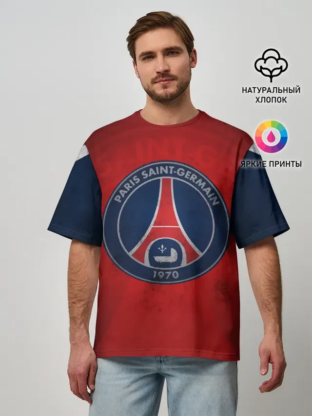 Мужская футболка оверсайз с принтом «Paris Saint-Germain»