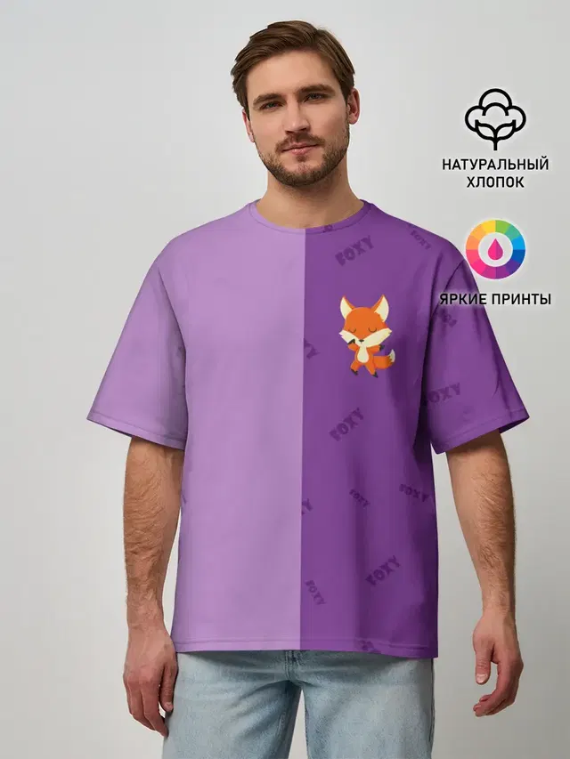 Мужская футболка оверсайз с принтом «Лисы — ЛИСИЧКА — FOXY»