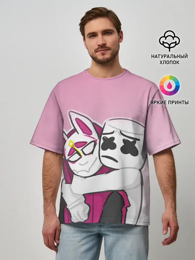 Мужская футболка оверсайз с принтом «Marshmello — Fortnite Marshmello»