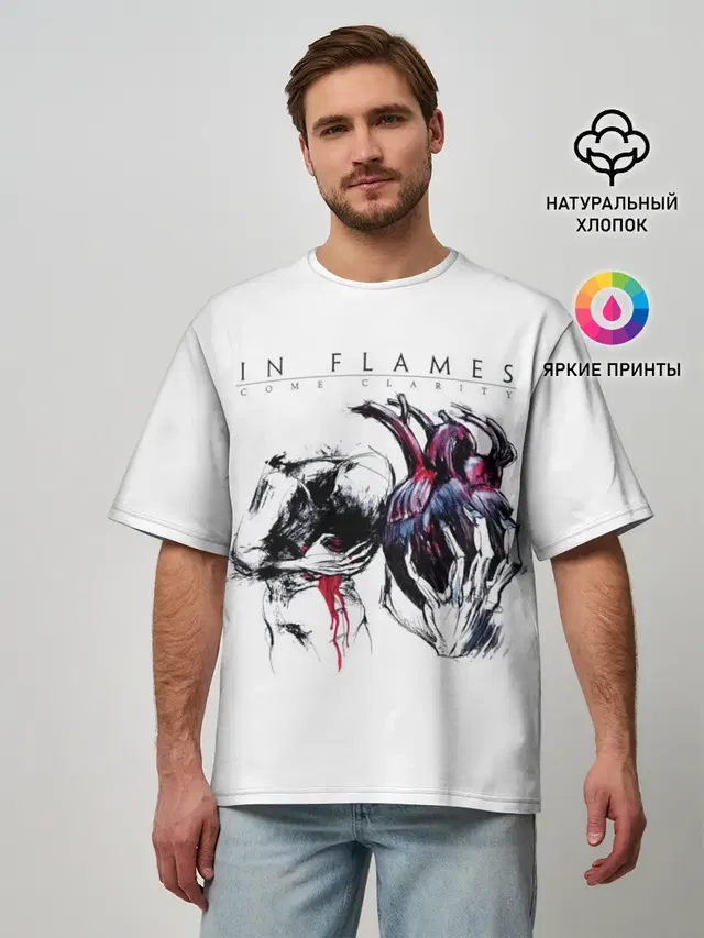 Мужская футболка оверсайз с принтом «In Flames — Come Clarity - In Flames»
