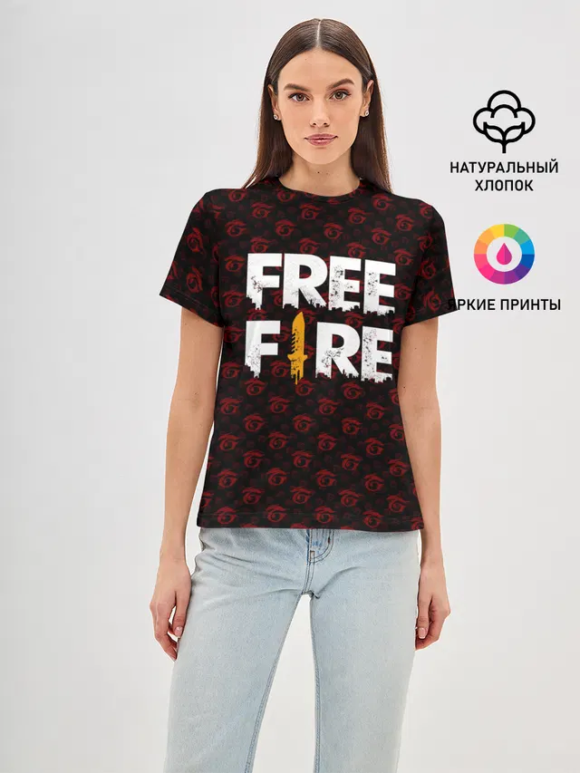 Женская базовая футболка с принтом «Freefire Pattern Garena»