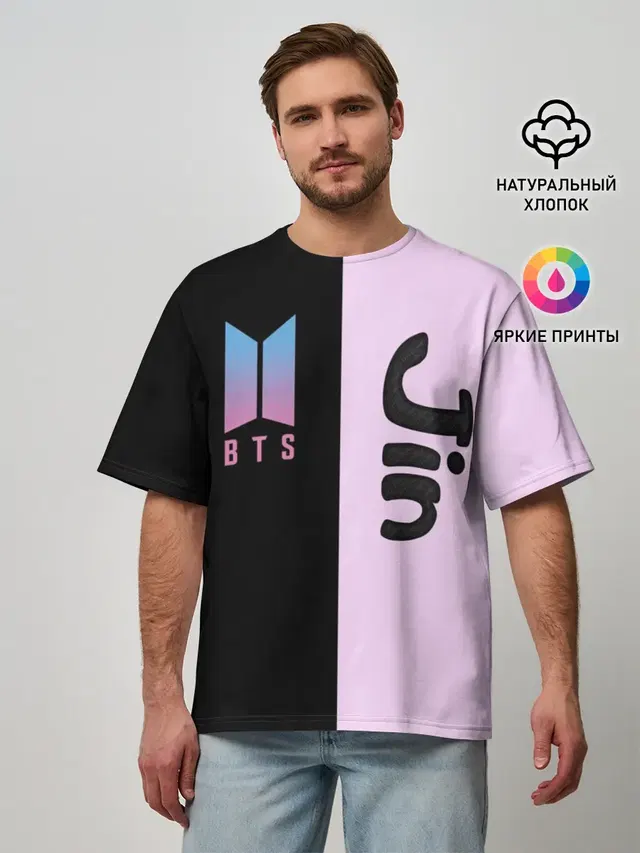 Мужская футболка оверсайз с принтом «BTS — BTS Jin»