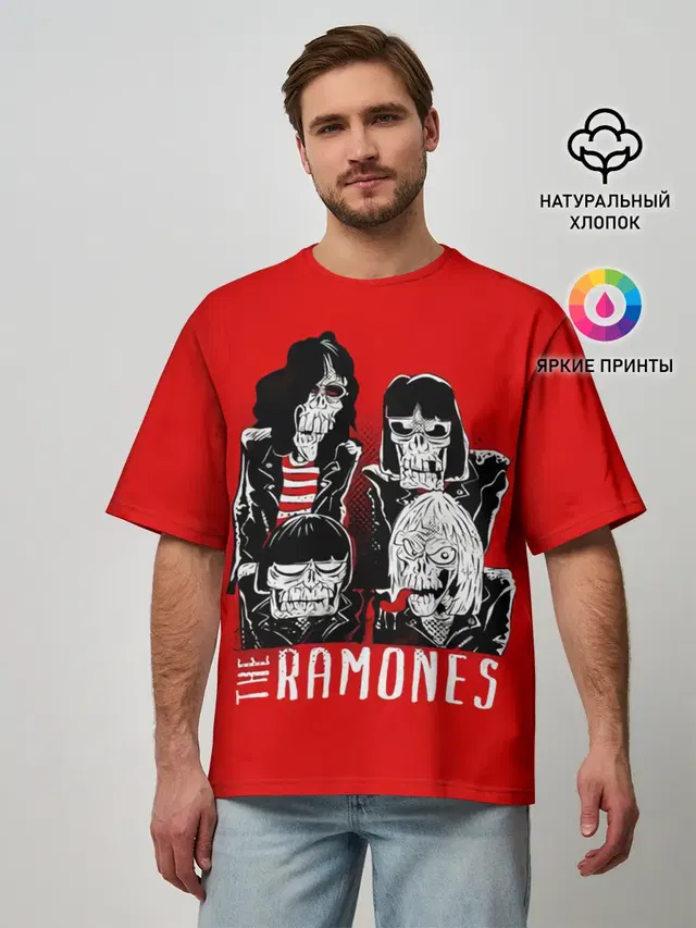 Мужская футболка оверсайз с принтом «Ramones — Deadmones»
