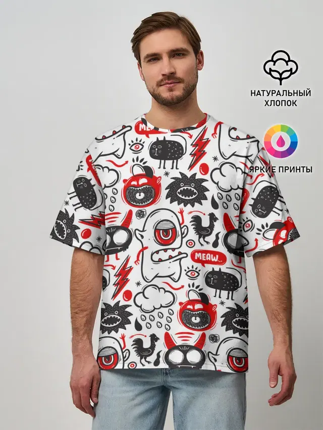 Мужская футболка оверсайз с принтом «Pop Art»