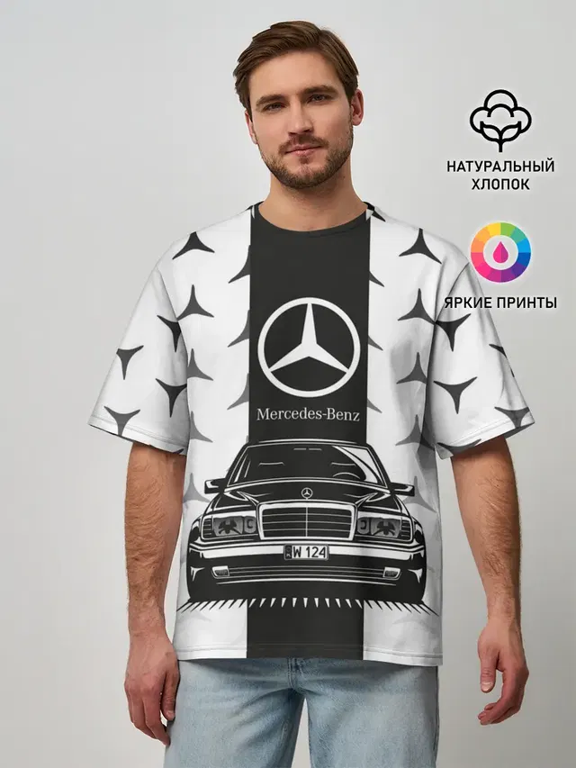 Мужская футболка оверсайз с принтом «Merсedes — MERCEDES BENZ»