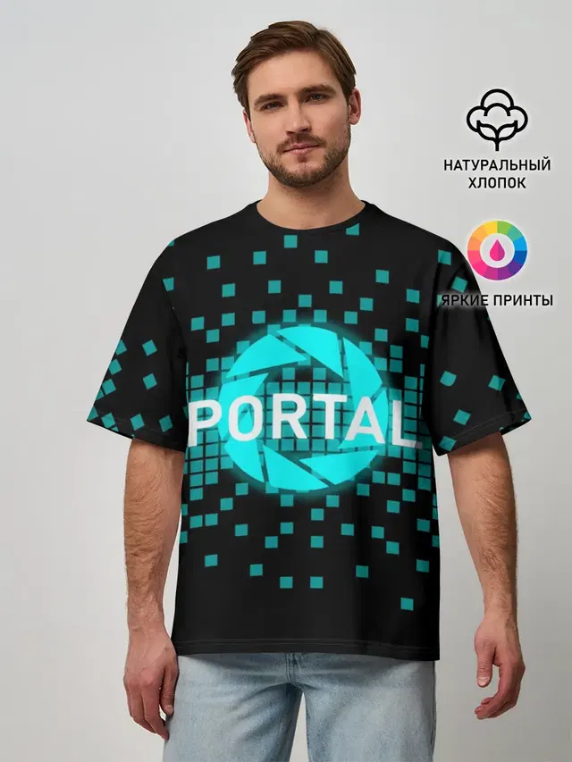 Мужская футболка оверсайз с принтом «Portal series»