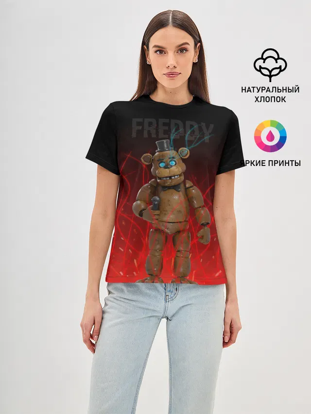 Женская базовая футболка с принтом «Five Nights At Freddy\s — FNAF FREDDY»