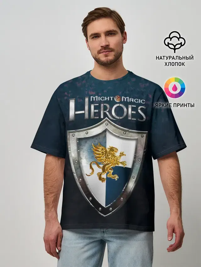 Мужская футболка оверсайз с принтом «Heroes — Heroes of Might and Magic»