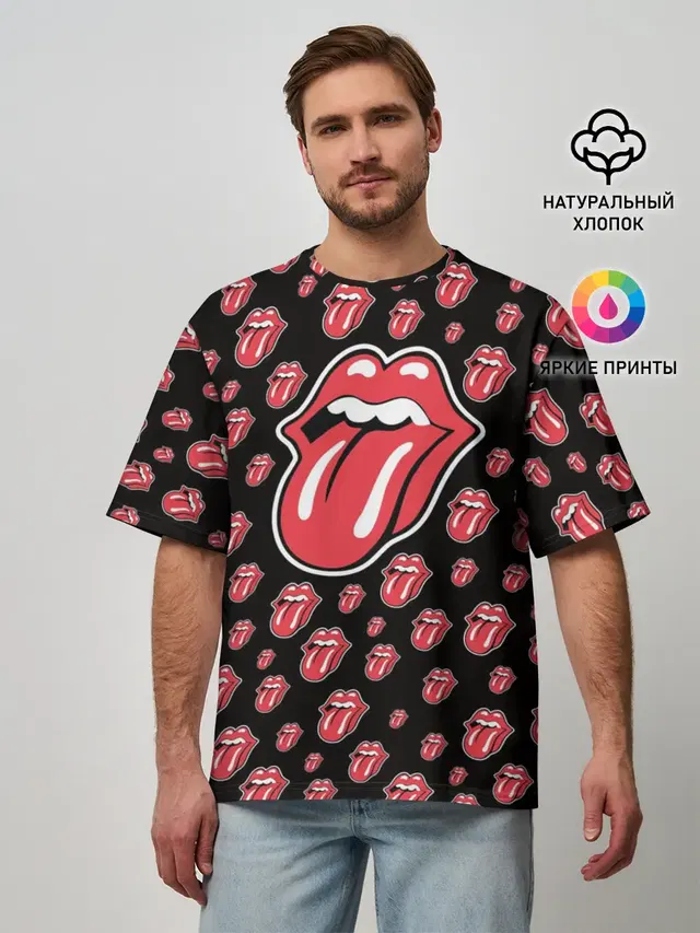 Мужская футболка оверсайз с принтом «Rolling Stones»