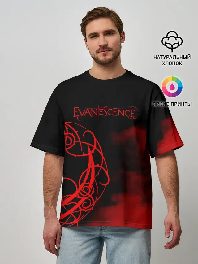 Мужская футболка оверсайз с принтом «Evanescence»