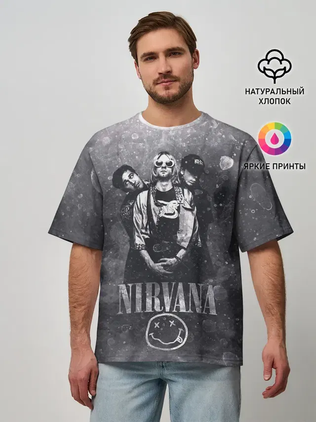Мужская футболка оверсайз с принтом «Nirvana»
