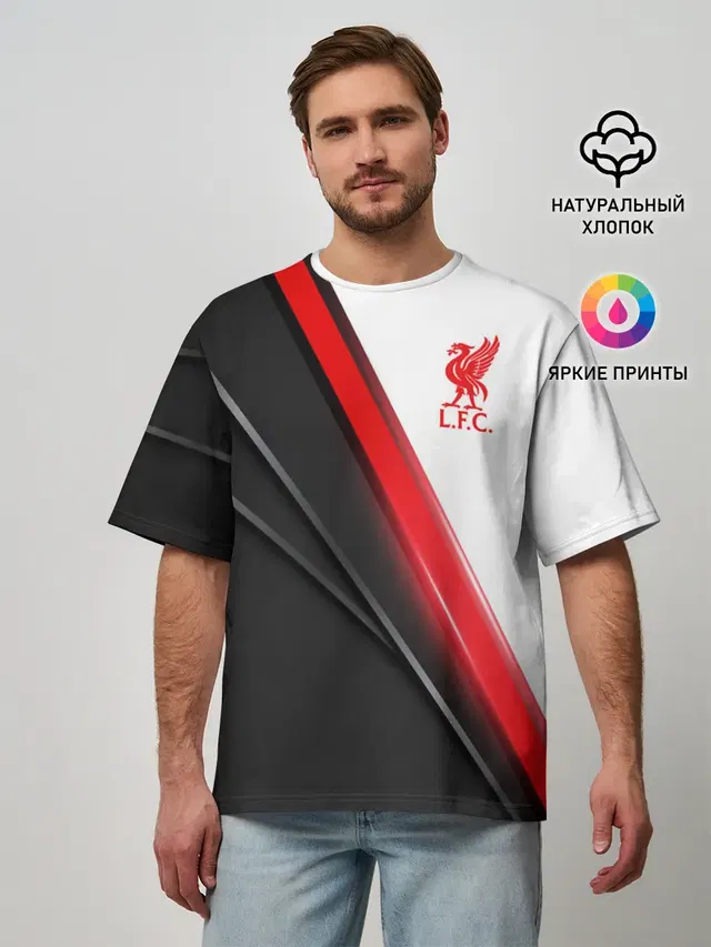 Мужская футболка оверсайз с принтом «Liverpool bird crest — Liverpool F.C.»