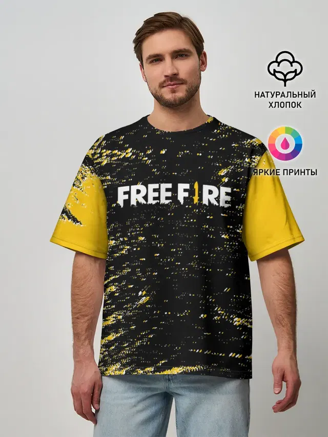Мужская футболка оверсайз с принтом «dagger — Garena Free Fire - День Booyah.»