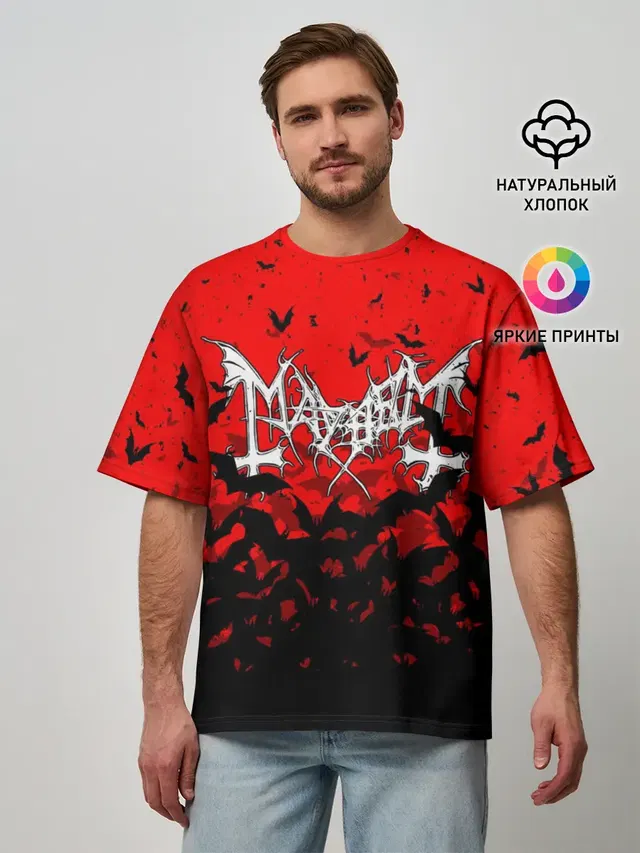 Мужская футболка оверсайз с принтом «Mayhem»