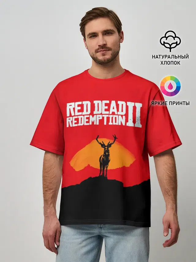 Мужская футболка оверсайз с принтом «Red Dead Redemption — RDR2»
