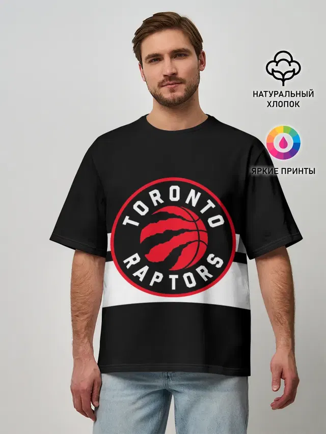 Мужская футболка оверсайз с принтом «НБА — TORONTO RAPTORS»