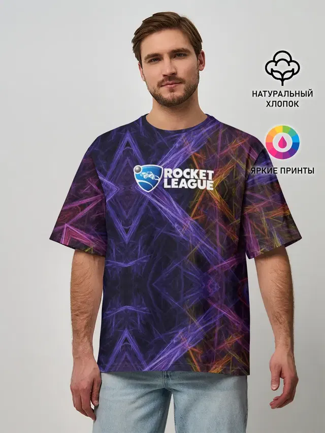 Мужская футболка оверсайз с принтом «Rocket League»