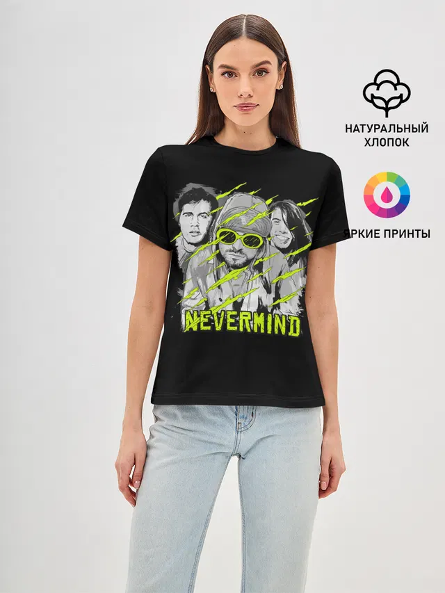 Женская базовая футболка с принтом «Nirvana — Nevermind»