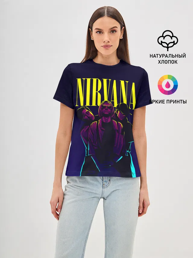 Женская базовая футболка с принтом «Nirvana Neon»