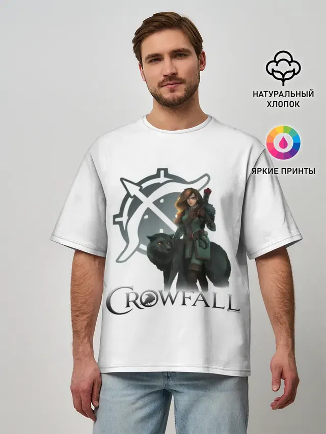 Мужская футболка оверсайз с принтом «Crowfall Ranger»