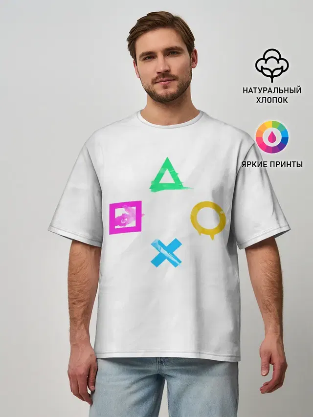 Мужская футболка оверсайз с принтом «Разные игры — GAMEPAD»
