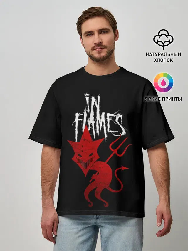 Мужская футболка оверсайз с принтом «In Flames»