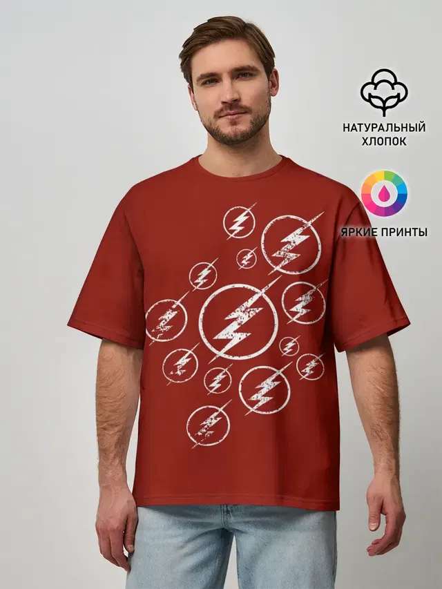 Мужская футболка оверсайз с принтом «Флэш — The Flash Logo»