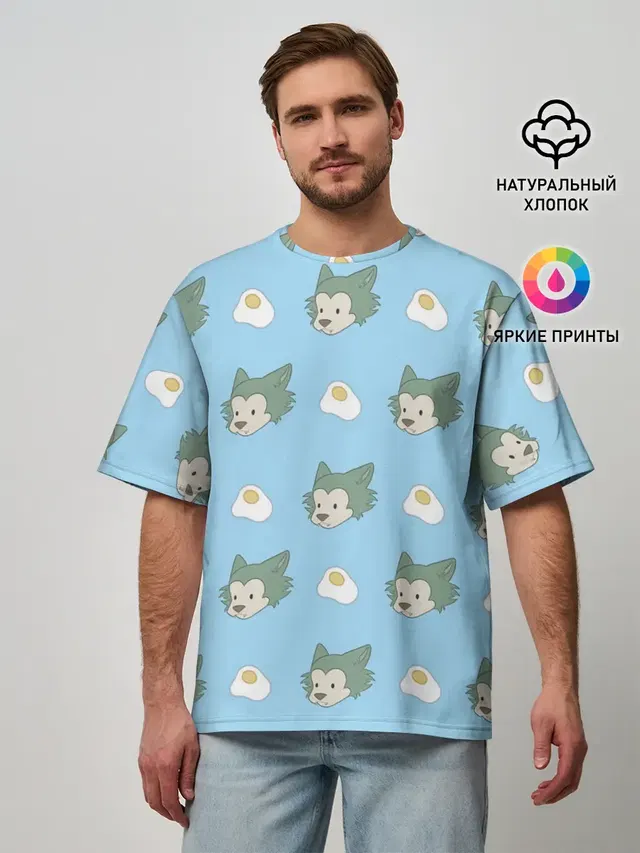 Мужская футболка оверсайз с принтом «Beastars — Legosi pattern»